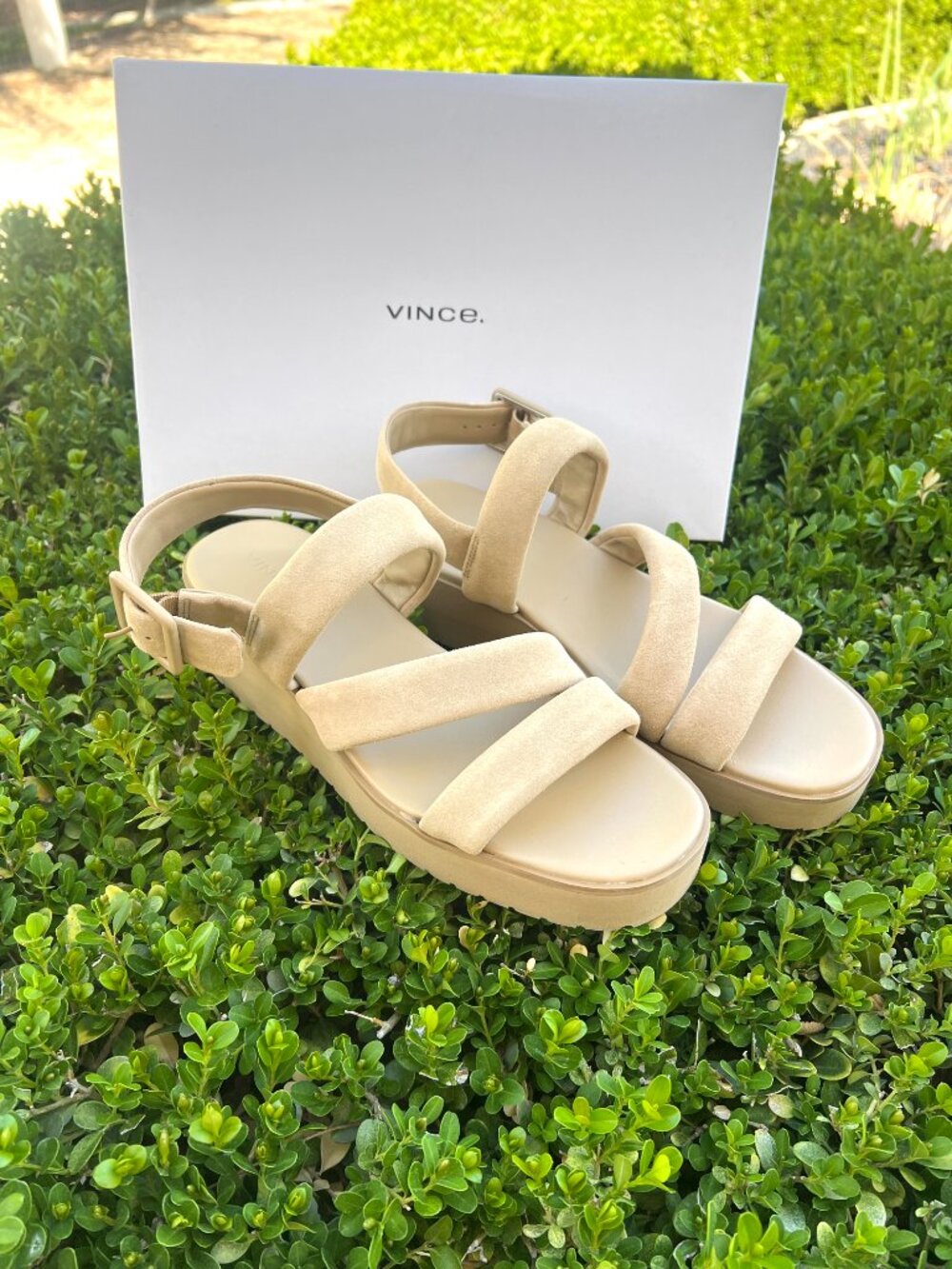 Vince - Skylar Dune Sandals - Suede Wedge - Slingback- Like New - Size 9.5